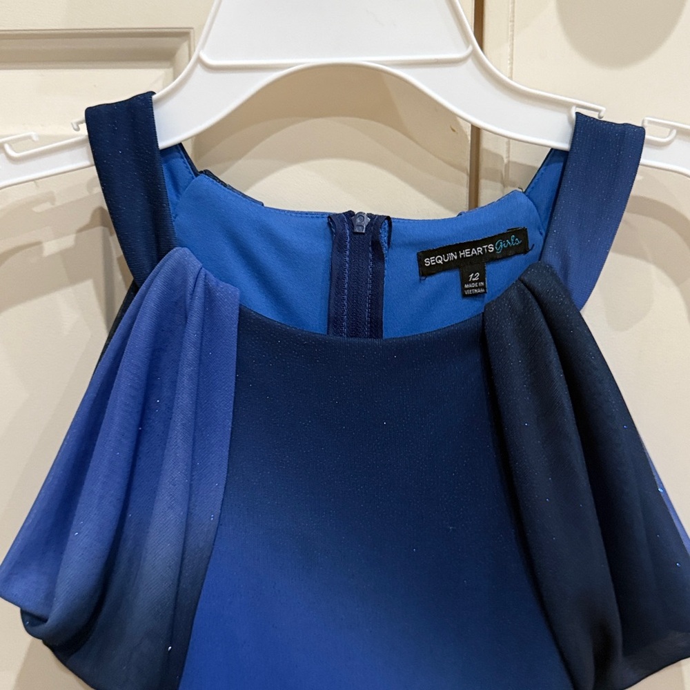 Sequin Hearts Blue Gradient Dress